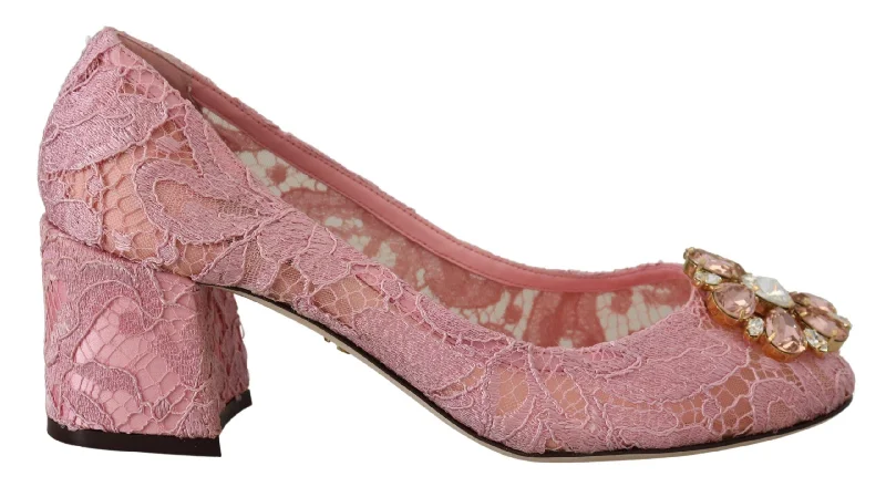 Dolce & Gabbana Pastel  Lace Crystal Embellished Women's Pumps