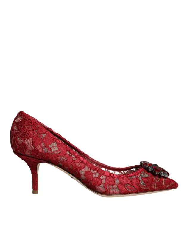 Dolce & Gabbana  Taormina Lace Crystal Heels Pumps Women's Shoes