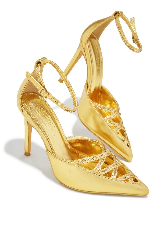 Tanalee Embellished High Heel Pumps - Gold