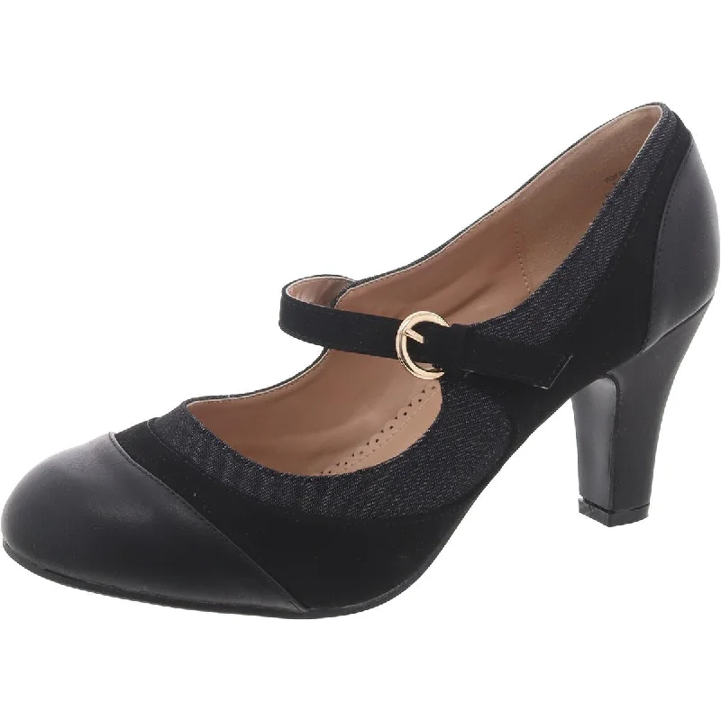 Womens Faux Leather Mary Jane Pumps