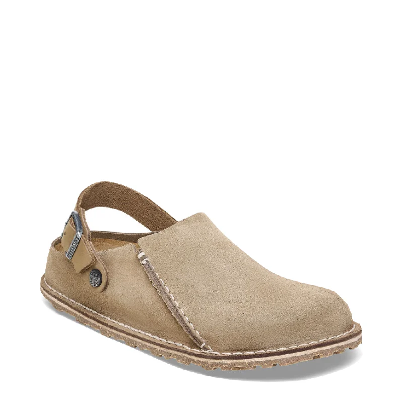 Birkenstock Women's Lutry Premium Suede Leather Clog in Gray Taupe