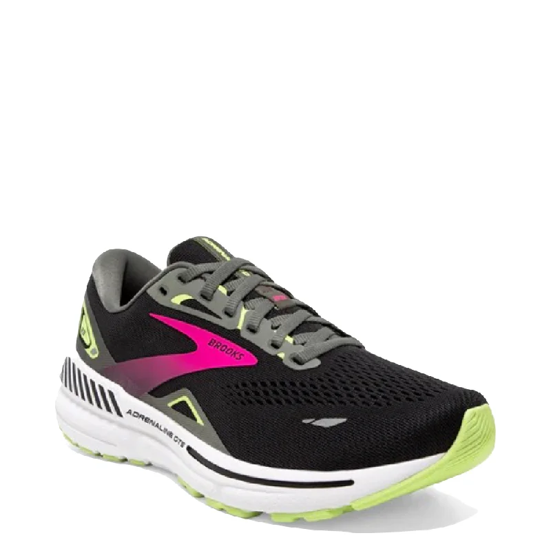 Brooks Women's Adrenaline GTS 23 Sneaker in Black/Gunmetal/Sharp Green