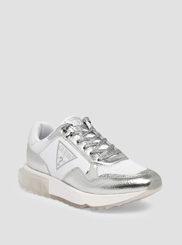 Silver Melany Logo Low Top Sneakers