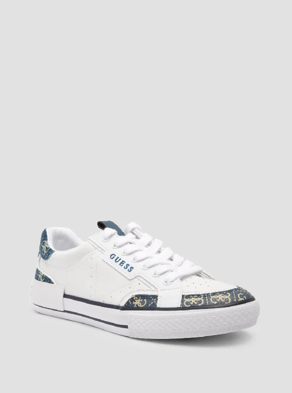 White Denim Lollin Low Top Sneakers