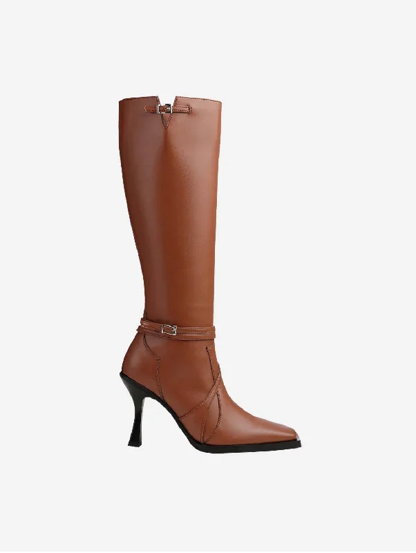 Alicia Vegan Apple Leather Knee Boots | Chestnut