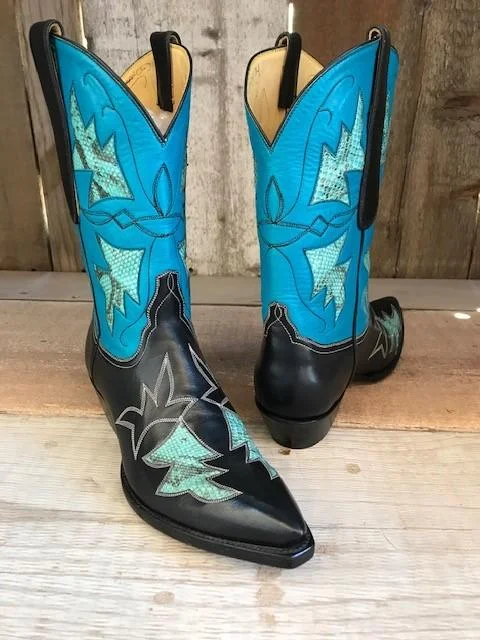 Black & Blue Kangaroo & Snake Tres Outlaws Women's Classic Boot 1477