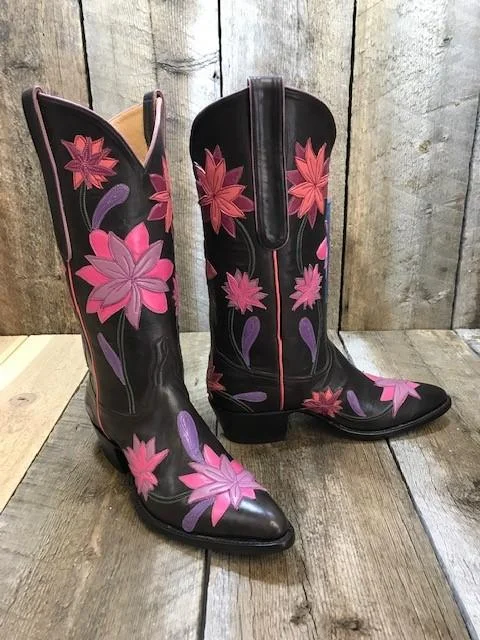 Black Calf Pink Flowers Tres Outlaws Women's Classic Boot 2542 *