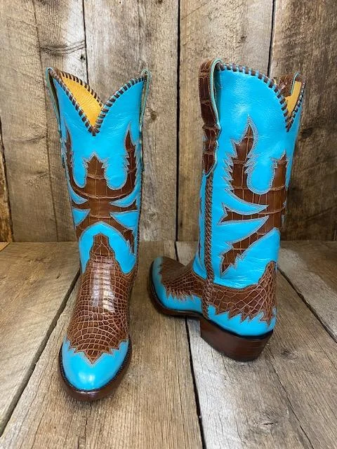 Brazilian Blue & Brown Gator " Top Shelf Design" Tres Outlaws Women's  Classic 1367