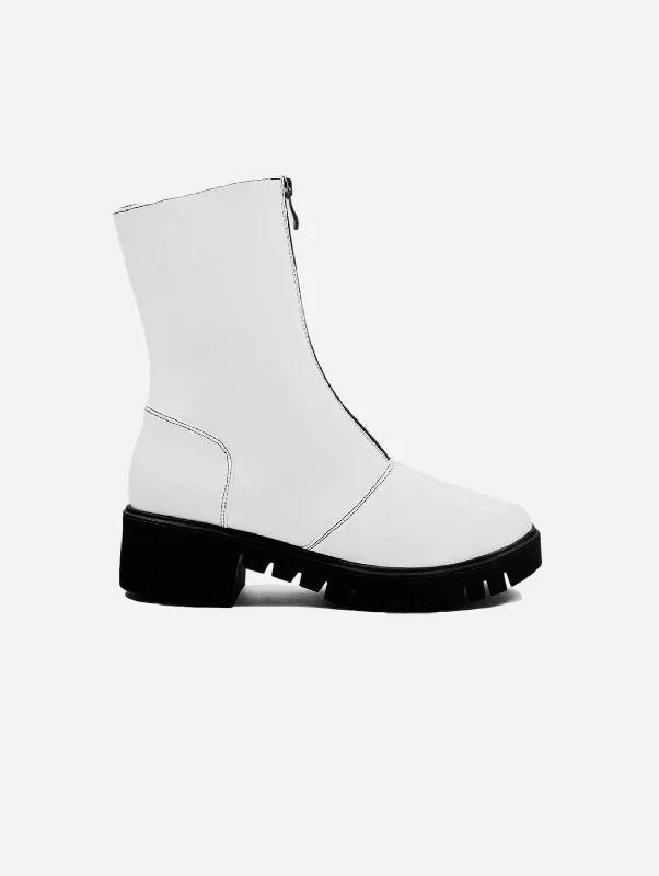 Cyber Desserto® Cactus Leather Vegan Ankle Boots | White