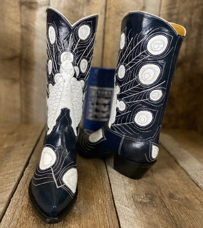 "Desi" Peacock Black & White Calf Tres Outlaws Women's Classic "The Phoenix Collection" 2440