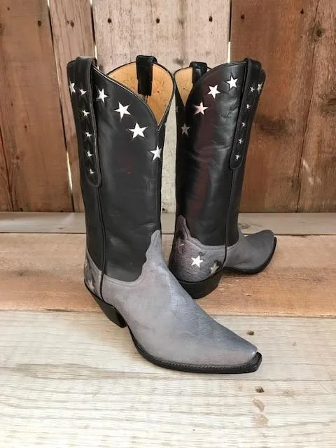 Blue Grey Ostrich & Stars  Tres Outlaws Women's Classic Boot 1267 @