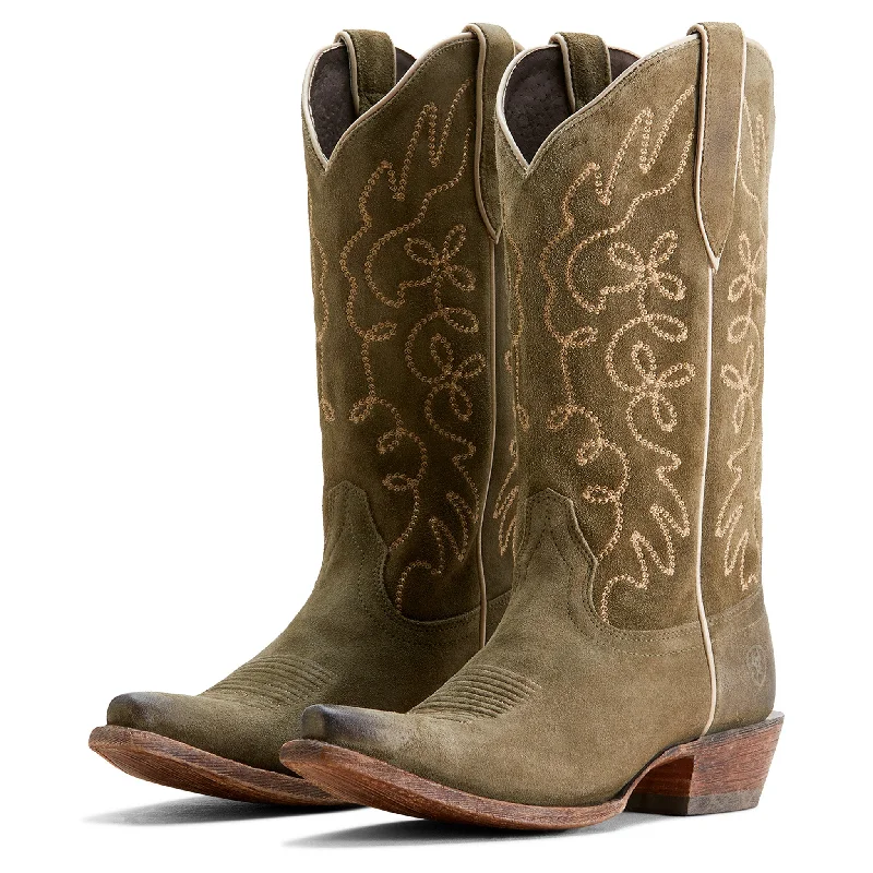 Ariat Women's Jukebox Soft Olive Suede Snip Toe Boots