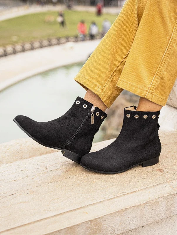 Nansouty Vegan Suede Ankle Boots | Black