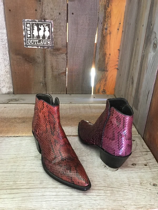 Burgundy Python  & Lizard  Tres Outlaws  "2 Sweet Collections "  Side Zip Boot 1926 @